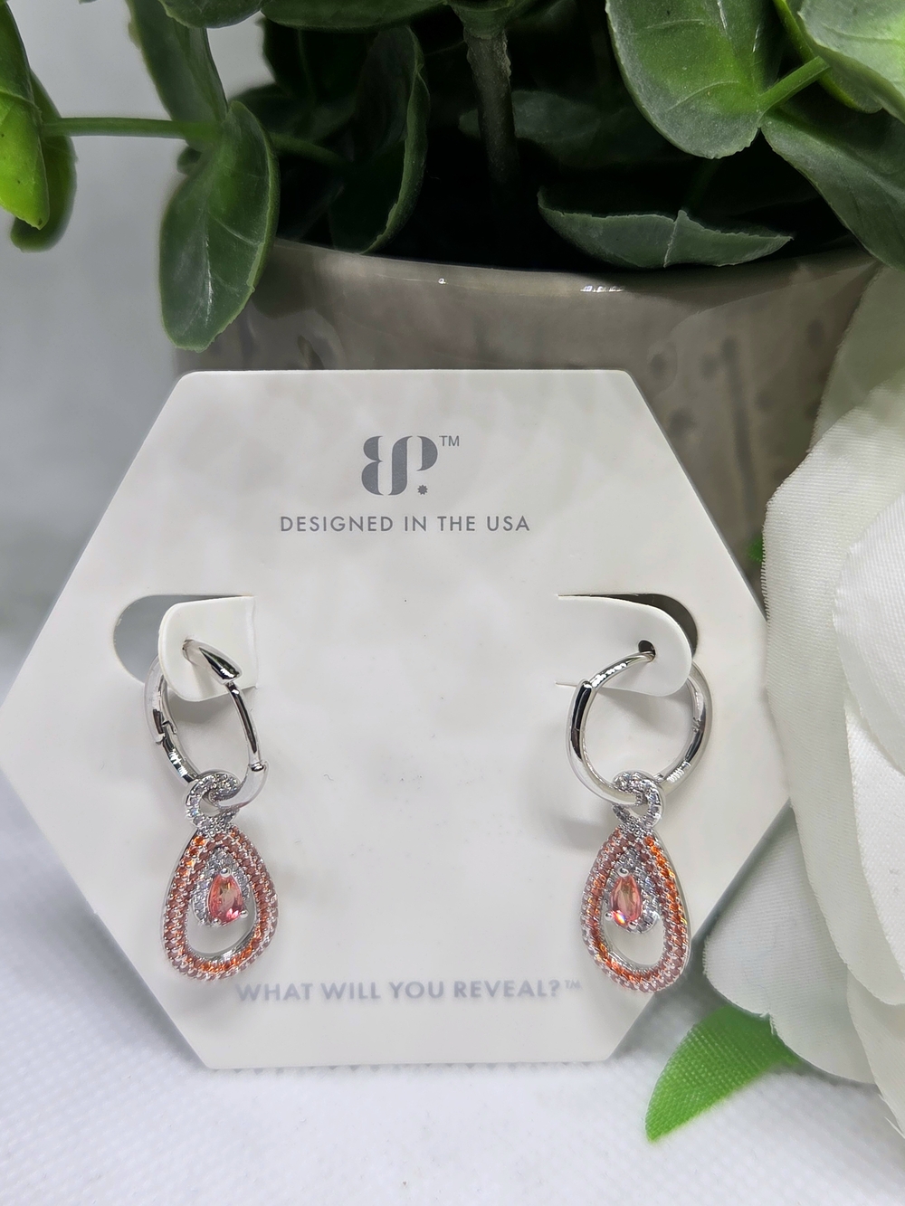 BP Pink Yellow Bi Color Tourmaline Halo Drops